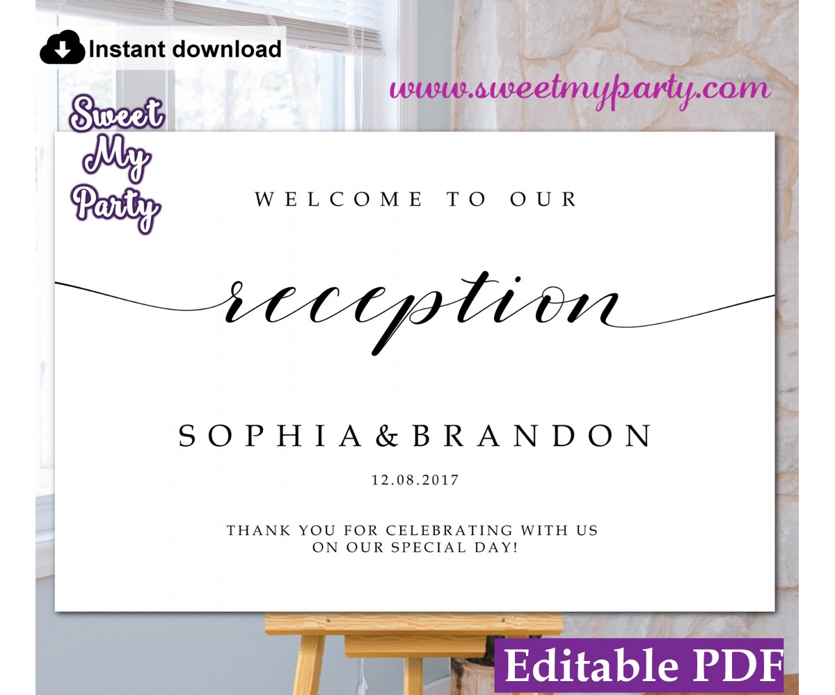 Modern Calligraphy welcome to our reception sign,welcome reception sign,(47)